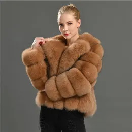 Женские изделия из искусственной кожи имитация Fox Fur Short Coat Casual Street Street Стрельба на открытом воздухе теплые многоцветные длинные рукава Большой меховой воротник размером с S-4xl