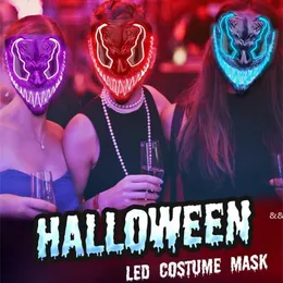 Maschera neon di Halloween Maschera LED Masque Masquerade Party Masches Light Glow in the Dark Funny Horror Masches Cosplay Supplies GWB15538