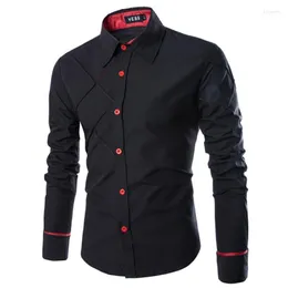 Koszulki męskie sukienki męskie męskie mody mody w paski z długim rękawem Slim Fit Casual Odzież Camisa Social Masculina M-XXXL CS14 21 21