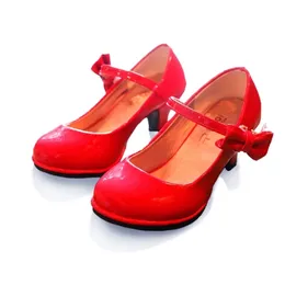スニーカーBekamille Girls Leather Shoes Autumn Bowtie Sandals Children High Heels Princess Sweet for SZ107 220920
