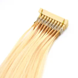 150G 300Strands F￶rsta generationer 6d Human Hair Extension Brasilian Black Brown Blonde 16 18 20 22 24inch