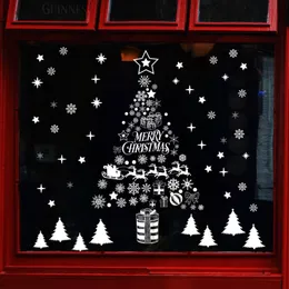 Duvar Çıkartmaları Noel Noel Baba Kızak Kar Tanesi Pencere Çıkartması Ev için Mutlu Dekor Hediyeler Mutlu Yıl 220919