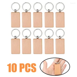 Party Favor 10pcs/set Plain Wooden Keyring Keychain Charm Wood Key Ring Keyfob Pendant Gift For DIY Card Making Embellishments Scrap Booking