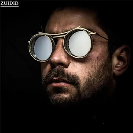 Okulary przeciwsłoneczne steampunk mężczyzn mody okrągłe okulary punkowe kobiety vintage luksus retro vasos decerativos gafas Zonnebril Heren 220920