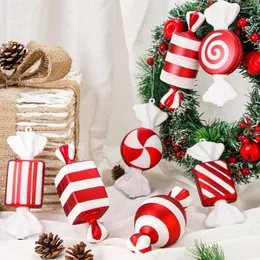 Decoração de partido Candy Christmas Ornamentos Red White Fake penduring Ornament for Trees Sweet Pinging