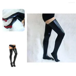 Men's Socks Great Smooth Surface Patent Leather Allergy Free Women Sexy High Stockings Tights 1 Pair
