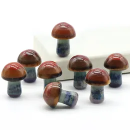 Natural 20mm 7 Chakra Gemstone Mushroom Decoration Colorful Mushroom Stone Crafts for Garden Yard Decor