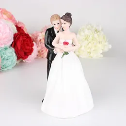 Festliga leveranser romantisk rosentins dag gåva brud och brudgum topppers par figurbröllop rolig tårta topper för dekoration