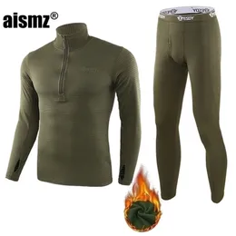Mens Thermal Underwear Aismz Ställer män Snabbtorkning Stretch Thermo Compression Fleece Sweat Fitness Warm Long Johns 220919