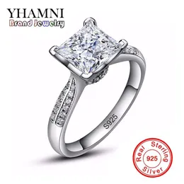 Yhamni 100% твердые 925 серебряные кольца серебряные украшения Big Sona Cz Обручальные кольца для женщин Размер кольца 4 5 6 7 8 9 10 xr038262Z