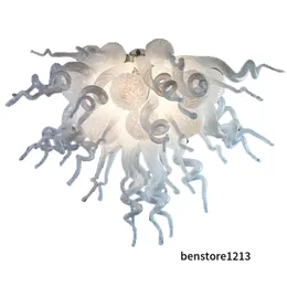 アートデコクリエイティブノルディックランプムラーノスタイルガラスシャンデリアヨーロッパスタイルホテルリビングルームのためのペンダントライトの白い色のハンドライトLR1053