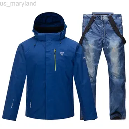 Trajes de esquí New Ski Suit Men Winter Warm Warm Probable Water Waterprofa Outdoor Sports Jackets y pantalones Masculino Snowboard Chaqueta L220920