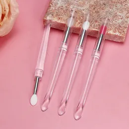 Großhandel Einweg-Make-up-Pinsel, Doppelkopf-Silikon-Lippenpinsel, Mini-Lidschattenpinsel mit Deckel