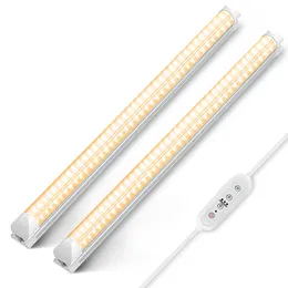 LED Tube Grow Lights for Indoor Plants Full Spectrum Plant Growing Lamps with Auto On/Off Timer Plug and Play High Output 12 Inch Light Fixture Seed Starting Greenhouse