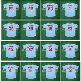 Gla1982 Maglia retrò Yadier Molina 45 Bob Gibson 6 Stan Musial 51 Willie McGee 5 Albert Pujols 9 Enos Slaughter 42 Bruce Sutter 50 Adam