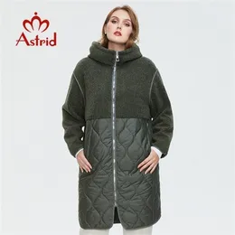 Kadınlar Down Parkas Astrid Sonbahar Kış Paltosu Sahte Kürk Üstleri Moda Dikiş Ceket Kapşonlu Kapşonlu Büyük Boy Parkas Kadın AM-7542 220919