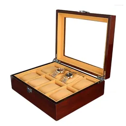 Uhrenboxen 8 Slots Grids Holz Luxus Aufbewahrungskoffer Schmuck Display Box Halter Ringe Armband Halskette Ohrring Container Organizer
