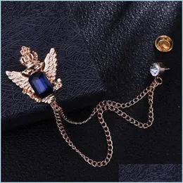 Piny broszki oblubieńca łańcuch krążkowy sznurka lapowa odznaka kryształowa broszka broszka biżuteria luksusowy akcesoria