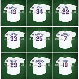 Gla1993 Vintage Texas Baseball Jersey Nolan Ryan Juan Gonzalez Adrian Beltre Ivan Rodriguez Alex Rodriguez Michael Young Jose Canseco Rafael