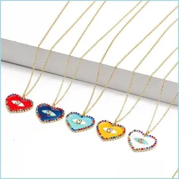 Pendant Necklaces Fashion Jewelry Turkish Symbol Colorf Love Heart Evil Eye Pendant Necklace Blue Eyes Punk Necklaces Drop Delivery 2 Dhzss