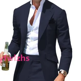 Customize One Button Wedding Tuxedos Notch Lapel Mens Suit Two Pieces Formal Business Mens Jacket Blazer Groom Tuxedo Coat Pants 01269