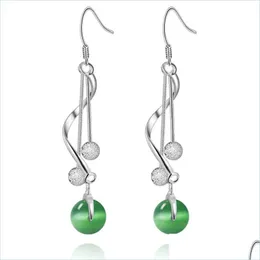 Dangle Chandelier فريدة من نوعها 925 Sier Beautif Long Dangle Earrings Lady Green Gems Holiday Party Gift Jewelry 3527 Q2 Drop Delivery 2021 Dhxzk