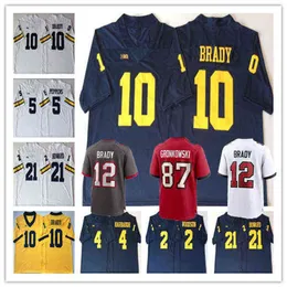 Ws American College Football Wear Man Michigan Wolverines Tom Brady Trikot Fußball Rob Gronkowski Desmond Howard Charles Woodson Shea Patterso