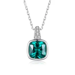 Necklace a pendente quadrata S925 Silver Emerald Micro Set