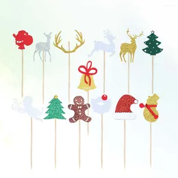 Forniture festive 14 pezzi di torta di Natale Picks glitter Snowman Elk di Natale Topcake Topcake per cupcake per cupcake per