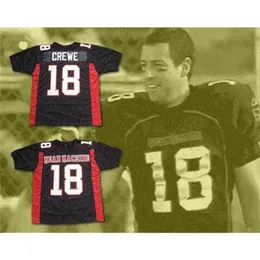 WS American College Football Wear Men Paul Crewe 18最長ヤード平均機械ジャージーフットボール映画ユニフォームフルステッチチームブラックサイズミックス