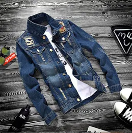 Luxury Mens Designer Jacket Coats Men Women Retro Blue Bomber Jackets Single-Breasted Stand Collar Slim Fit Tops Jean Outwear Chaqueta Hombre Size S-3XL