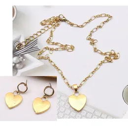Brincos de moda colar de colar de luxo colares de grife de guloseia para mulher orecchini letra dupla cristal p￩rola colar de ouro j￳ias de j￳ias