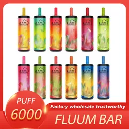 Fluum Bar 6000 Puffs Disposable Electronic Cigarette Starter Kit Strength 2% 5% Vape E-Juice 15.0 Ml Battery 600mAh Disposalbe SKWZD Mesh Coil Floom Rome