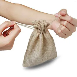 Party Favor 50pcs Small Burlap Jute Hessian Wedding Gift Candy Bags Drawstring Pouches