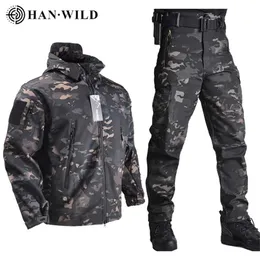 남성용 재킷 한 와일드 군대 재킷 팬츠 소프트 쉘 옷 전술 정장 방수 재킷 남자 비행 조종사 세트 군사 필드 의류 220919
