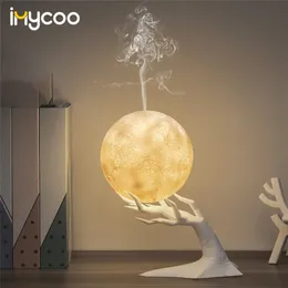 Decorative Objects Figurines 880ML Ultrasonic Moon Air Humidifier Aroma Essential Oil Diffuser LED Night Lamp USB Mist Maker Humidificador 220919
