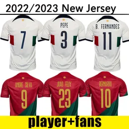 2022 2023 Portekizli Futbol Forması Jersey Bruno Fernandes Diogo J. Danilo Portuguesa Retro 22 23 Joao Felix Futbol Gömlek Bernardo Portugieser Menuniform Hayranlar Oyuncu