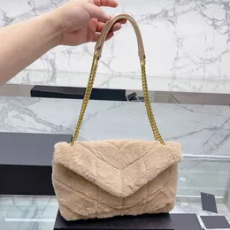 Bolsa de ombro Loulou Puffer de inverno Ferragens douradas Couro genuíno Moda Bolsas tiracolo com aba de marca Letras femininas Bolsas macias Bolsa