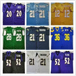 Ws American College Football Wear Cheap Men Vintage LaDainian Tomlinson Curtis Martin Jerome Bettis DOUG WILLIAMS R.Lewis Ed Reed Stitched MN F