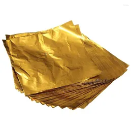 Geschenkpapier, 100 Stück, quadratisch, Süßigkeiten, Süßigkeiten, Schokolade, Lolly-Papier, Aluminiumfolie, Gold, CNIM