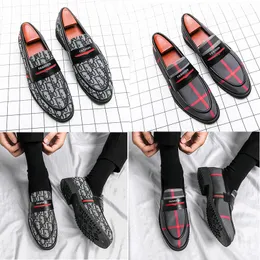 High-End Striped Print Men's Shoes Loafers Pointed ToeFlat Heels Fashion Classic Office Daily Comfortable Casual Loafers Full Size 38-47