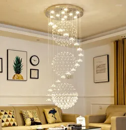 Lampadari Lampadario di cristallo lungo Illuminazione scala creativa Top Lampada da interno di lusso di grandi dimensioni per soggiorno Scale Lobby Apparecchio Cristal