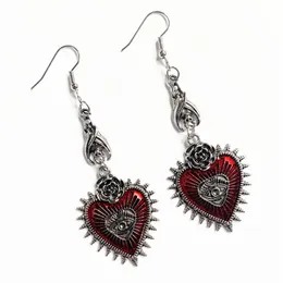 Dark Drop Earring Jewelry Blood Rose Heart Charms Oil Bat Gothic Earrings For Women's Retro Hanging Long Earings Eesthetic Hot