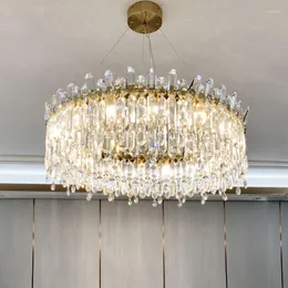 샹들리에 디자인 거실 침실 장식 램프 LED 라운드 조명을위한 크리스탈 샹들리에