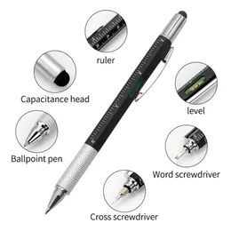 7 In1 Multifunction Handheld Screwdriver Tool Ballpoint Pen Measure Portable Technical Ruler Screwdriver Touch Screen Stylus Spirit Level