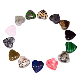 50 stycken Natural Heart Crystal Palm Pocket Stone Healing Gemstone Thumb Stones Reiki Balancing For Decoration Diy Jewelry Gift Decor No Hole