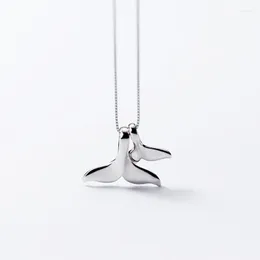 Pendants 925 Sterling Silver Double Whale Tail Necklaces & For Women Flyleaf Creative Lady Fine Wedding Party Jewelry