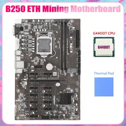 マザーボードB250B ETHマイニングマザーボードG4400T CPUサーマルパッドLGA1151 DDR4 12XGRAPHICSカードスロットMSATA SATA USB3.0