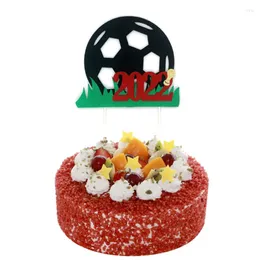 Festliga leveranser 2022 fotbollsv￤rld fotboll cup cake topper glitter filt bambu pinne Happy Birthday Decorations for Home House