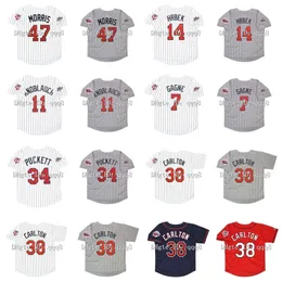 GLA1991 Vintage Minnesota Jerseys 14 Kent Hrbek 11 Chuck Knoblauch 7 Greg Gagne 34 Kirby Puckett 47 Jack Morris 38 Steve Carlton White Grey